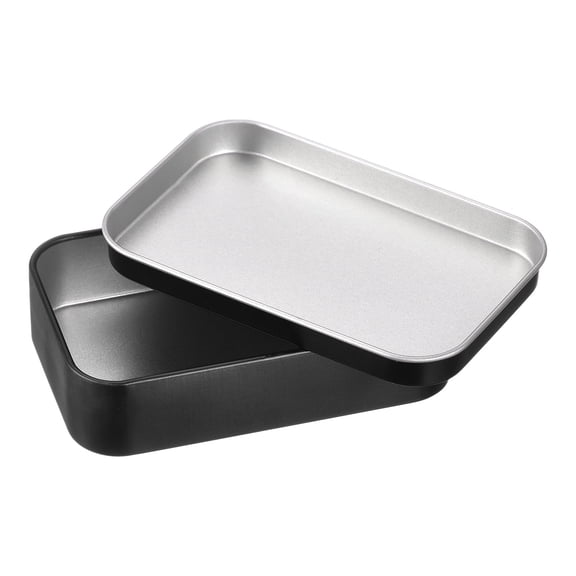 1Pack 3.7x2.4x0.9 Inch Metal Tin Box Containers, Storage Box with Lid, Black