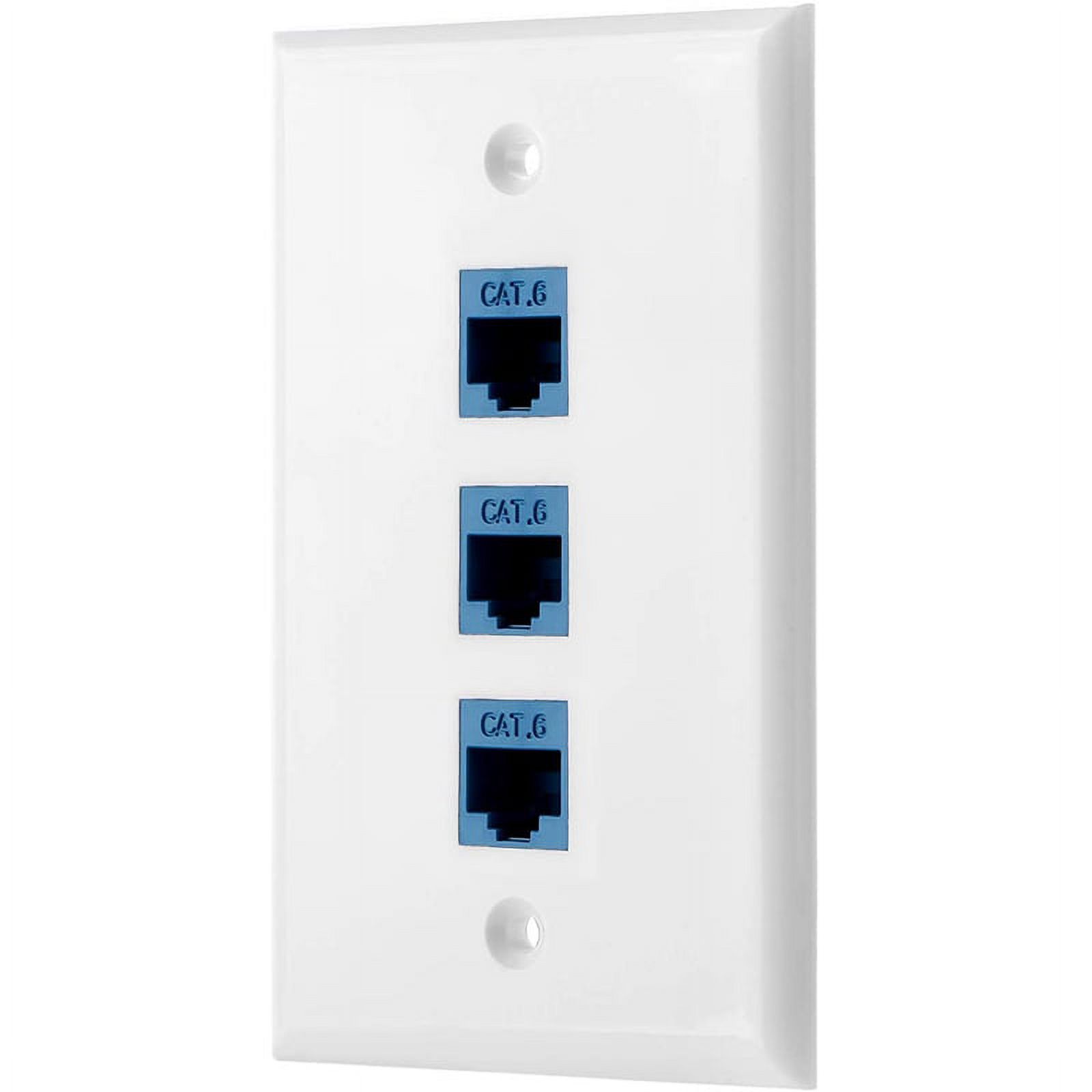 1Pack 3Port Wall Plate, RJ45 Wall Plate with RJ45 Inline