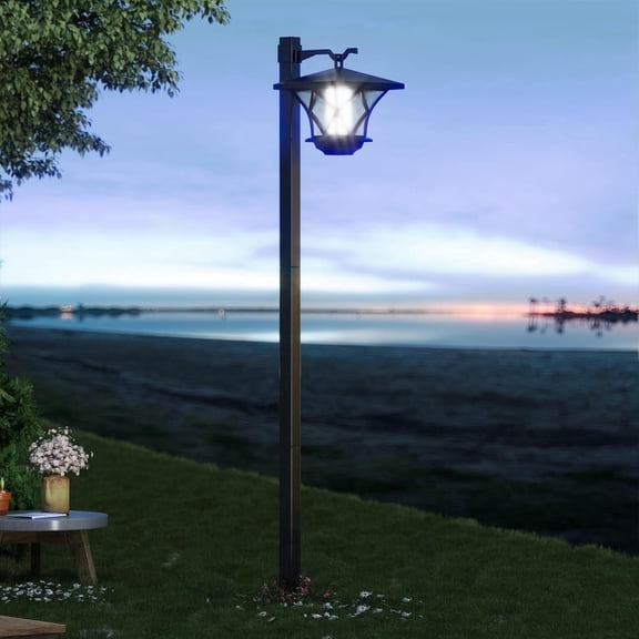 JahyShow 59" Solar Lamp Post Light Outdoor Waterproof LED Pole Lantern Black 1-Pack