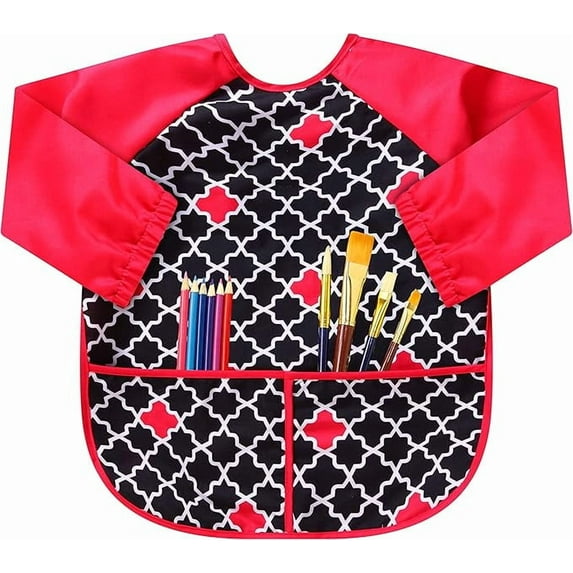 1Pack 5Size Kids Art Smock Apron Premium Long Sleeve Waterproof Bib for Painting and Eating
