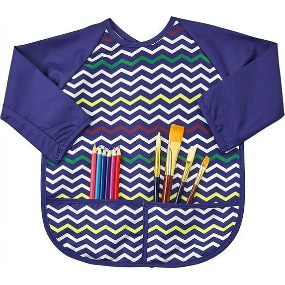 1Pack 5Size Kids Art Smock Apron Premium Long Sleeve Waterproof Bib for Painting and Eating