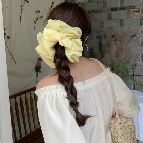 1Pack 7 Inches Extra Large Scrunchies for Women Large Scrunchie Oversized Silk Thick Elastic Hair Ties Jumbo Hair Scrunchies for Buns, Sleep & Ponytail