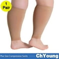 thumbnail image 1 of 1Pack 7XL Extra Wide Calf Compression Stockings for Women & Men, Plus Size Compression Sleeve Socks 20-30 mmHg, Knee High Toeless to Prevent Swelling, Pain, 1 of 10
