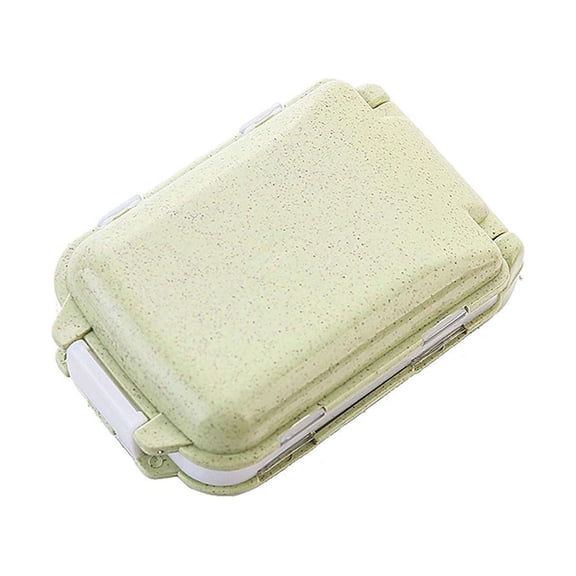 1Pack 8 Compartments Travel Pill Organizer, Daily Pill Case Small Pill Box for Pocket Purse, Portable Pill Container Medicine Vitamin Organizer (Green)