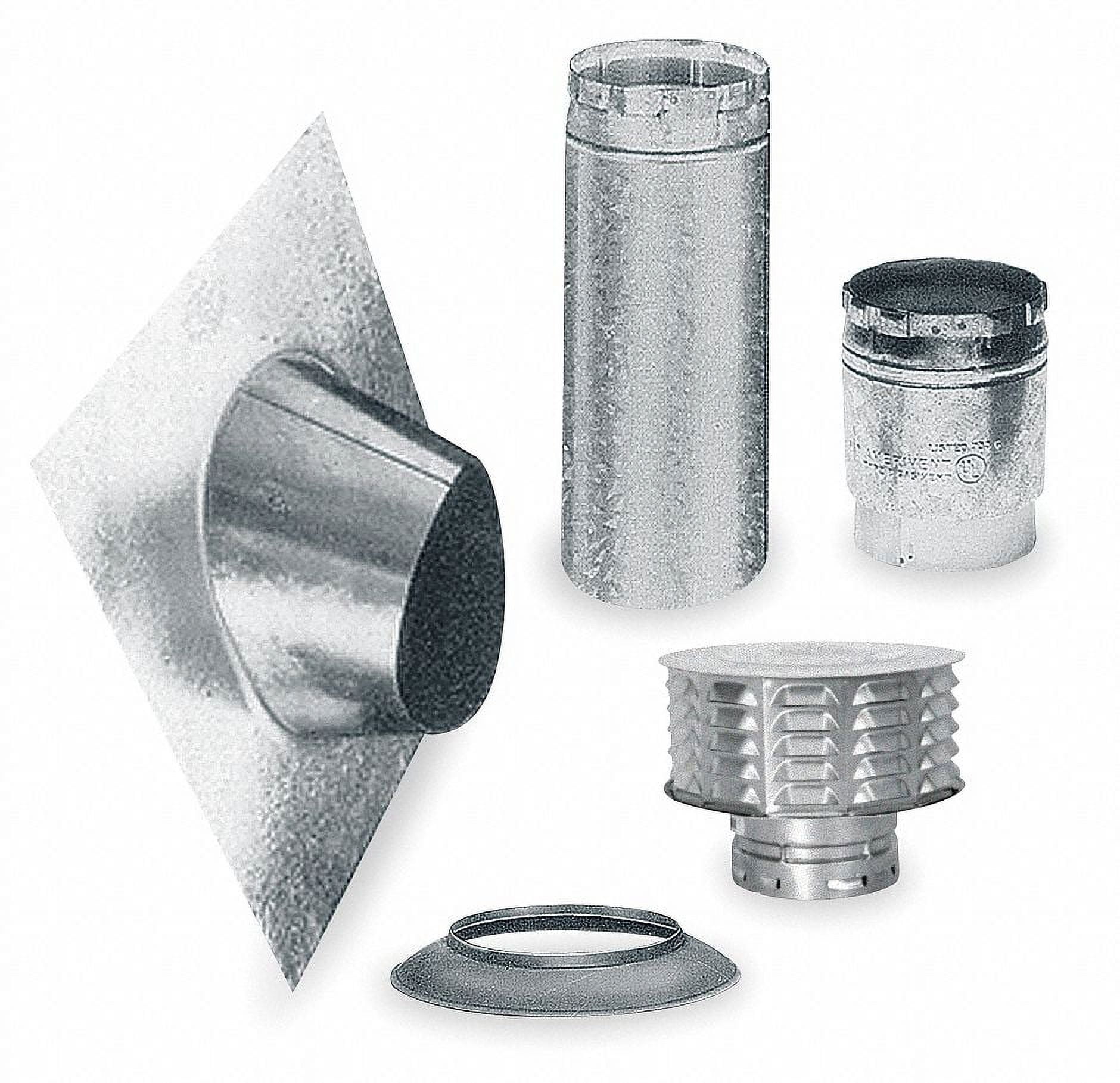 Ameri-Vent Gas Vent Pipe Kit, Snap Lock, Silver, Standard Pipe 4EK