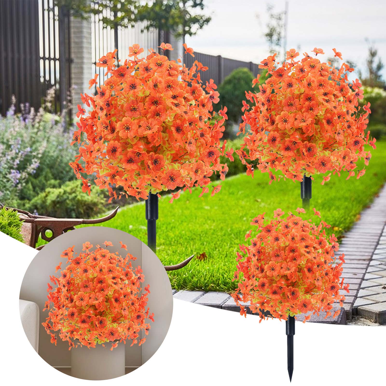 1Pack Artificial Boxwood Ball Topiary Tree Bush for Outdoor with Ground ...