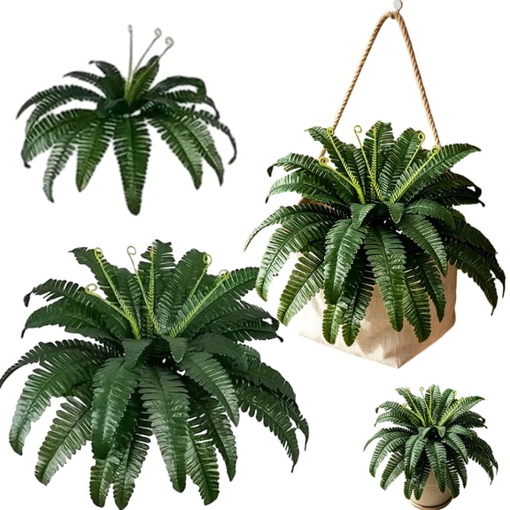 1Pack Artificial Persian Fern Leaves Silk Plant Bouquet - Realistic Indoor Outdoor Decorative Greenery for Home, Office, Garden