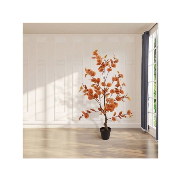 1Pack Autumn Eucalyptus Artificial Tree 3ft Fake Eucalyptus Plants Fall Eucalyptus Tree Autumn Ficus Fall Tree Artificial Silk Plants For Patio Porch Home Garden Indoor Outdoor Decor 90cm Decorative