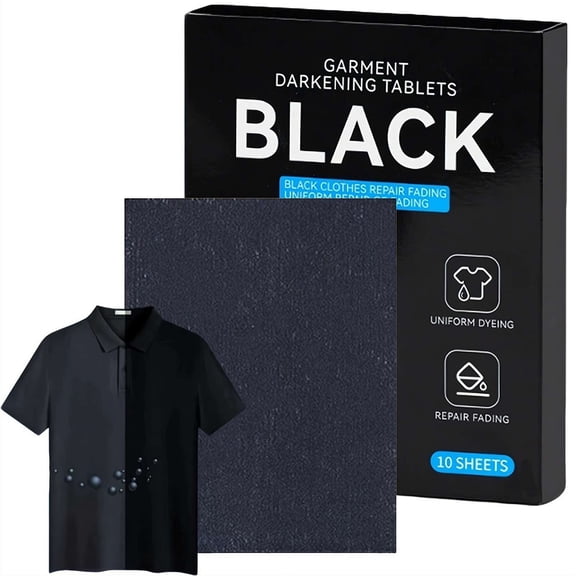 1Pack Black Clothes Dye Laundry Sheets, Fabric Color Restorer Darkening Tablets for Washing Machine, Revive Faded Black Clothing & Deepen Dark Tones – Non-Woven Polyester