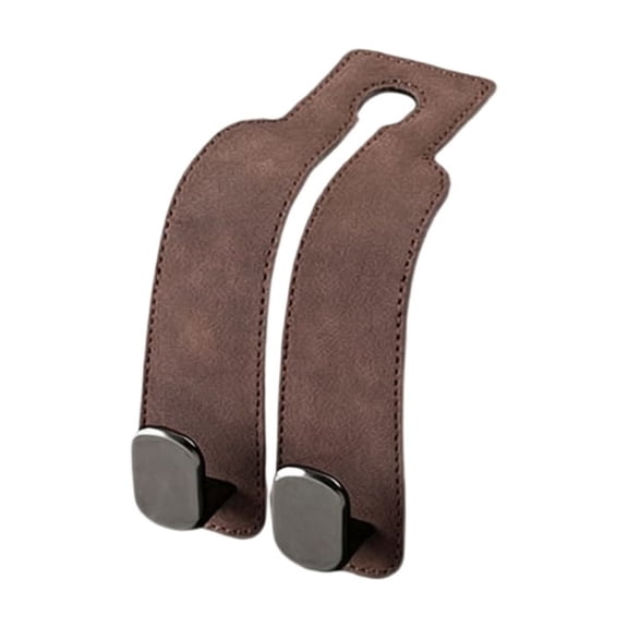 1Pack Car Headrest Hooks - Premium Leather Seat Holder for Purses and Bags (Grey)