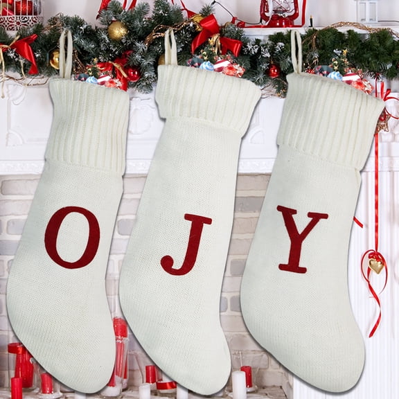 1Pack Christmas Stockings with Initials, 20-Inch Large Embroidered Monogram Knit Christmas Stocking with Letter for Family Xmas Decoration,Fireplace,Holiday Party