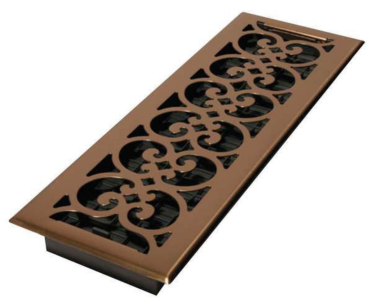Antique Brass Decorative Steel Floor Register 4x12