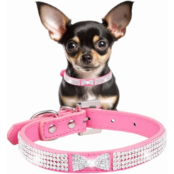 1Pack Diamond Dog Collars for Small Dogs, Fancy Rhinestone Cat Collar Crystal Glitter Jeweled Girl Bling Puppy Collars for XXS Xs Small Medium Breed Female Pet Dogs Kitten