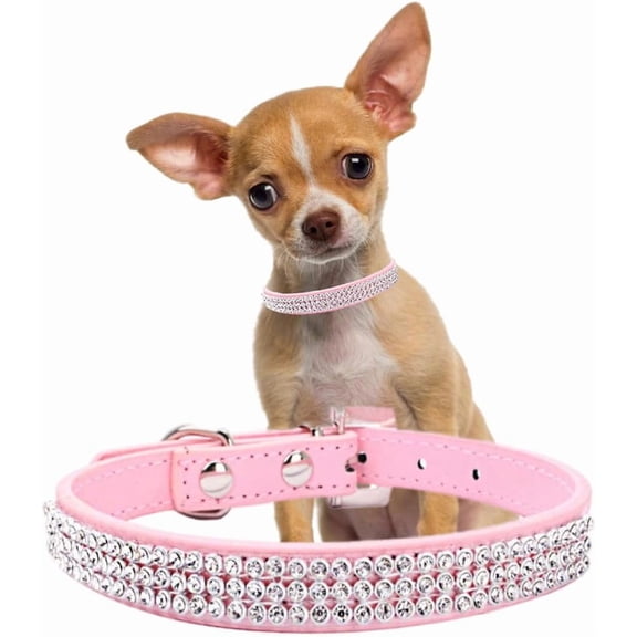 1Pack Diamond Dog Collars for Small Dogs, Fancy Rhinestone Cat Collar Crystal Glitter Jeweled Girl Bling Puppy Collars for XXS Xs Small Medium Breed Female Pet Dogs Kitten