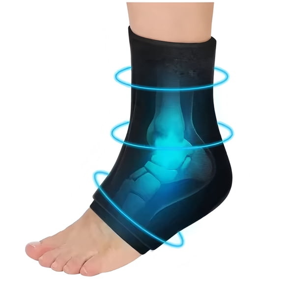 1Pack Dual Temp Reusable Foot Gel Sleeve Flexible Wrap Sock Single Pack Warm Cool Gel Liner for Tired Foot Soothing Ankle Joint Daily Comfort Relax