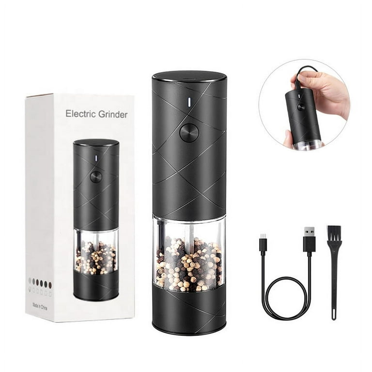Electric Salt and Pepper Grinder Set - Usb Rechargeable - Automatic Pepper  Mill Shaker - Large Capacity - Adjustable Coarseness - Led Light - One Hand