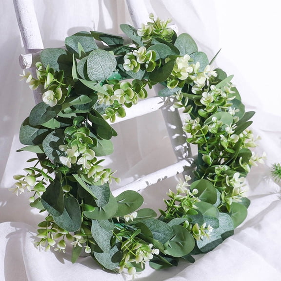 1Pack Farmhouse Front Door Wreath Made of Plastic for Home Wall Decoration