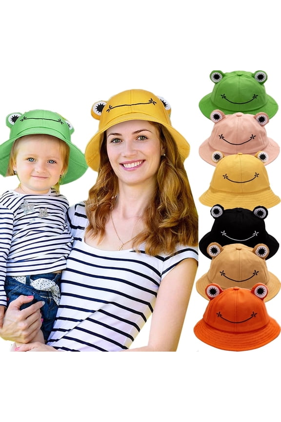 1Pack Frog Bucket Hat for Women/Men, Foldable Lightweight Sun Hat for Summer Spring, Wide Brim Frog Hat for Adult, Teen, Kids