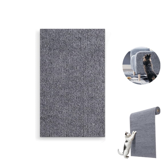 1Pack Gray Trimmable Cat Scratchinger Pad,QZS Durable Pets Scratching Furniture Protector,39.4x23.6x0.16In Self-Adhesive Cats Claws Scratching Pads for doors