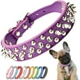 thumbnail image 1 of 1Pack Hot Pink Cat Collar Spiked, Mushrooms Rivet Spike Dog Collar Anti-Bite Studded Protective Pet Neck Faux Leather Female Puppy Collars for XXS, XS, Small, Medium, Large, Dogs Kitten Goat, 1 of 5