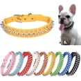 thumbnail image 1 of 1Pack Hot Pink Cat Collar Spiked, Mushrooms Rivet Spike Dog Collar Anti-Bite Studded Protective Pet Neck Faux Leather Female Puppy Collars for XXS, XS, Small, Medium, Large, Dogs Kitten Goat, 1 of 7