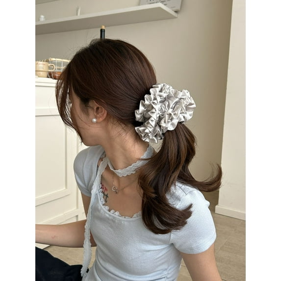 1Pack Hydrangea Extra Large Scrunchies for Women Large Scrunchie Oversized Silk Thick Elastic Hair Ties Jumbo Hair Scrunchies for Buns, Sleep & Ponytail