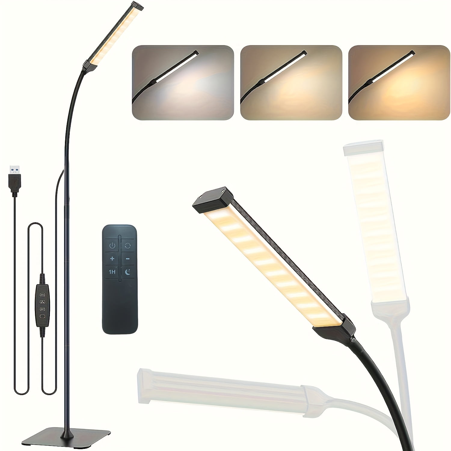 1Pack LED Floor Lamp, Reading Lamps Floor Standing 120 LEDs with 3 ...