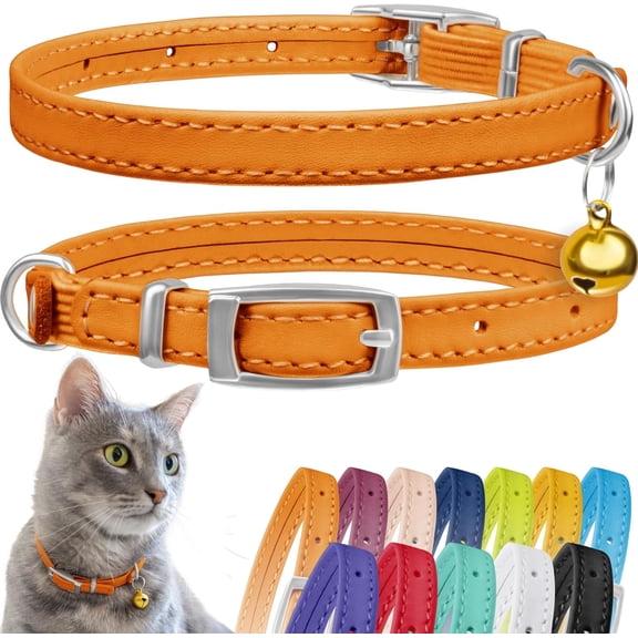 1Pack Leather Cat Collar with Bell - Kitten Collar, Small and Big Cat Strap for Boy Cats, Girl Cats