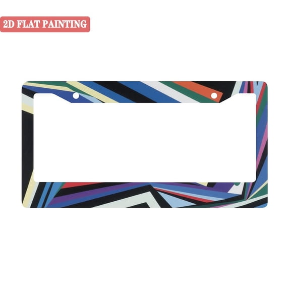 1Pack License Plate Frames with Abstract Geometric Stripes Pattern Includes Screws & Caps Full Accessories Included Size 6.3x12.2inch(16x31cm)
