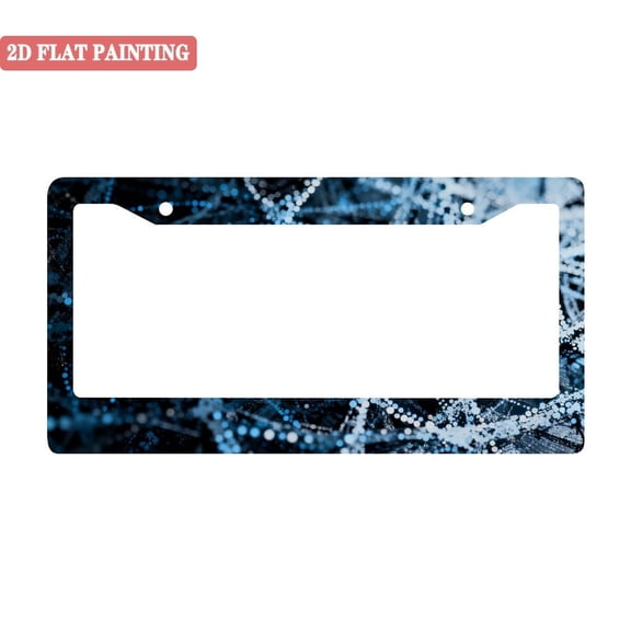 1Pack License Plate Frames with Blue Digital Network Pattern Includes Screws & Caps Full Accessories Included Size 6.3x12.2inch(16x31cm)