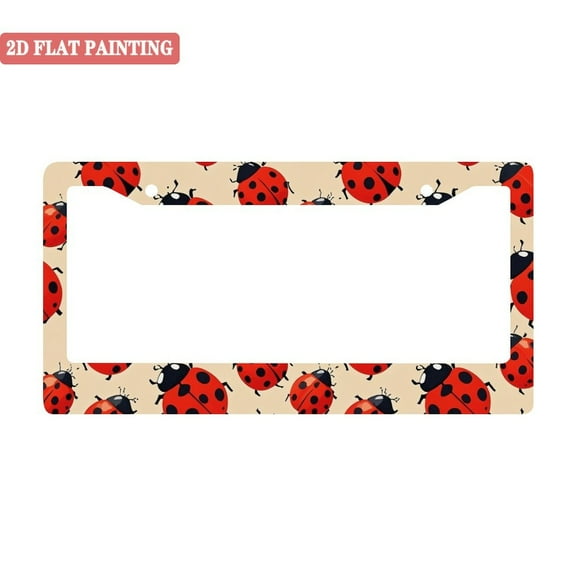 1Pack License Plate Frames with Cute Ladybug Pattern Includes Screws & Caps Full Accessories Included Size 6.3x12.2inch(16x31cm)