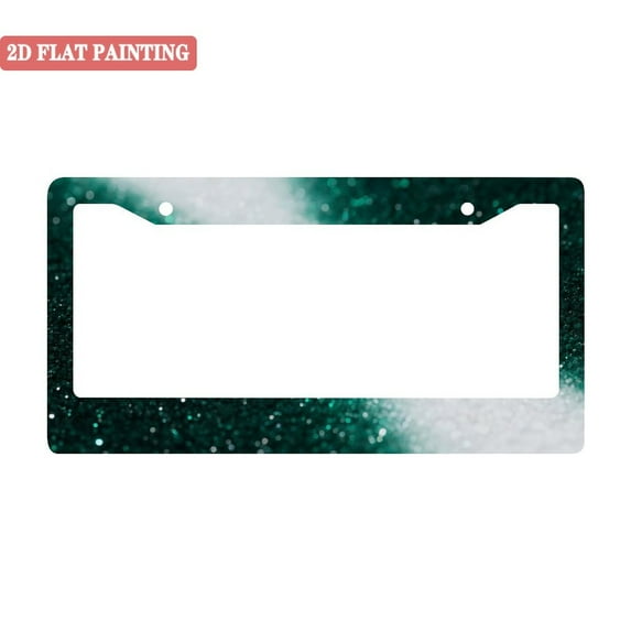 1Pack License Plate Frames with Green Glitter Pattern Includes Screws & Caps Full Accessories Included Size 6.3x12.2inch(16x31cm)
