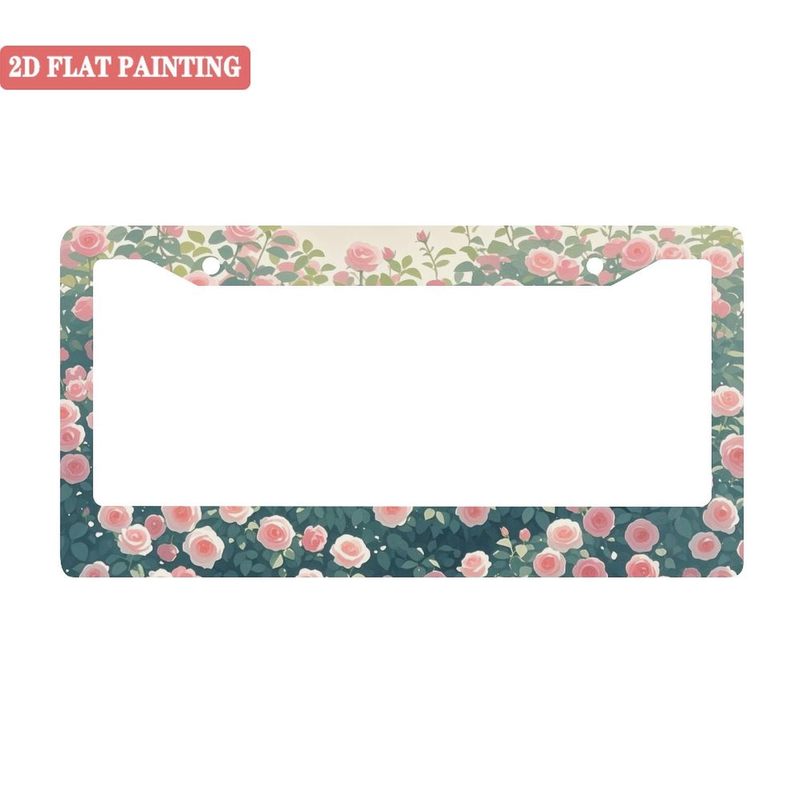 Pink License Frame 1Pack License Plate Frames with Pink Rose Floral Pattern Includes ...