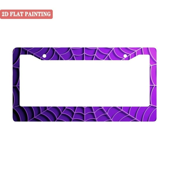 1Pack License Plate Frames with Purple Spider Web Pattern Design Includes Screws & Caps Full Accessories Included Size 6. 3x12. 2inch(16x31cm)
