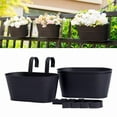 thumbnail image 1 of 1Pack Long Slot Wrought Iron Hanging Flower Pots Countryside Style Metal Hanging Flower Basket With Removable Hooks And Holes Suitable for Porch Railing Balcony Fence Garden Yard Decor ^Black, 1 of 9