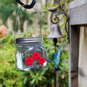 acdanc 1Pack Mason Jar Bird Feeder with Flower Feeding Ports for Outdoor Hanging Garden Decoration,Jar Type