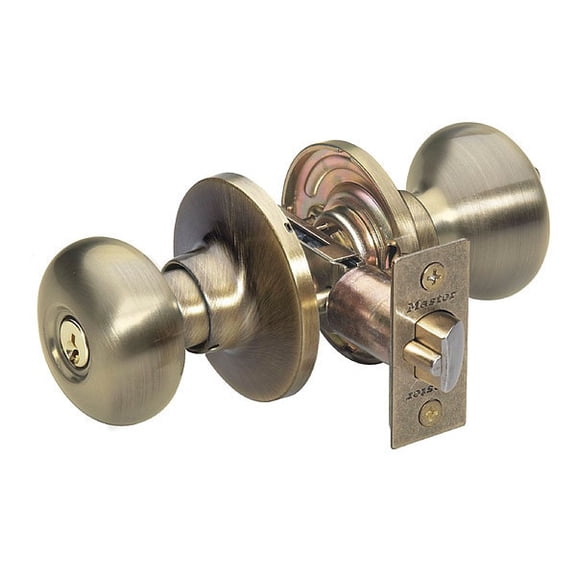 1Pack MasterLock BC0105KA Knob Lockset, Biscuit Style, Antique Brass
