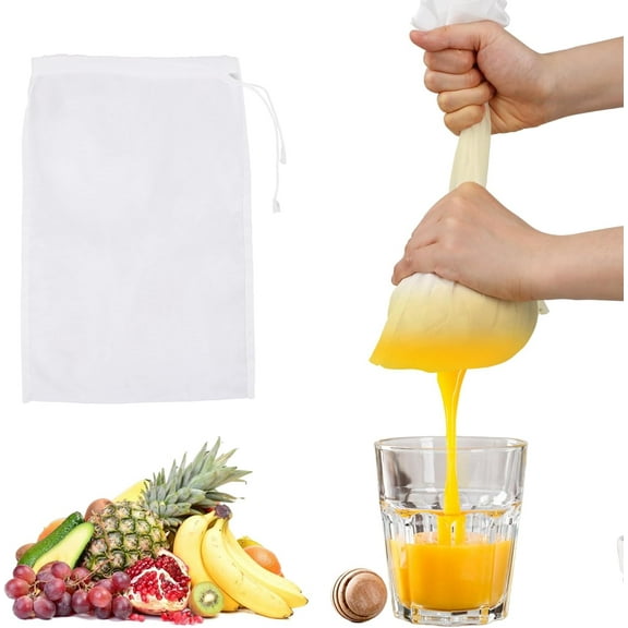 1Pack Nut Bag Strainer 12 x 8 Inch Cheesecloth Bags for Straining Nylon Cheese Cloth Bags Reusable Nut Milk Bag 100 Mesh Fine Mesh Bag for Straining Fruit Juice Cheese Coffee Tofu Yogurt Tea