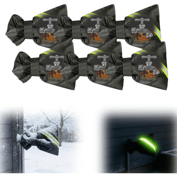 1Pack Outdoor Faucet Covers for Winter Freeze Protection, 8.5″x6.29″x1.9″ Thicker Hose Bib Insulation Cover Waterproof & Frost Free Outside Spigot Cover Bags Insulated Covers with Reflective Strips