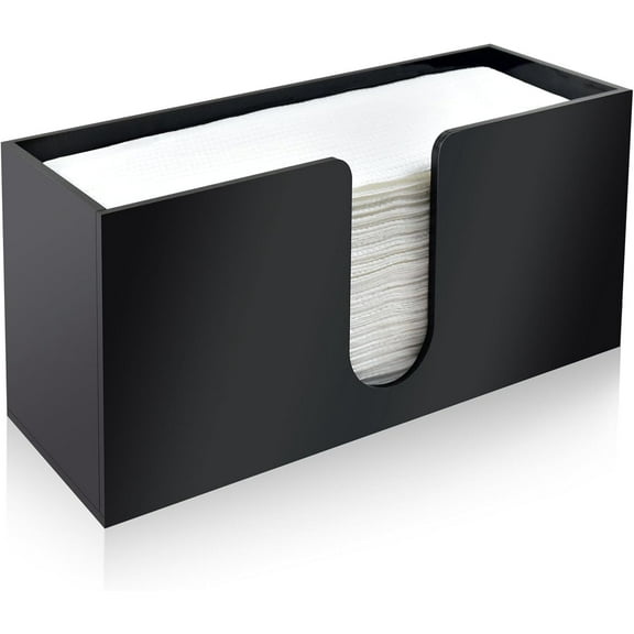 1Pack Paper Towel Holder Countertop, Black Acrylic Napkin Dispenser, Multifold Paper Towel Dispenser for Z-fold C-fold MultiFold Trifold-Bathroom Toilet Kitchen Restaurant