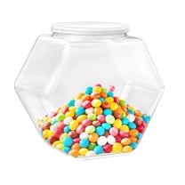 1Pack Plastic Candy Jars with Lids,TGY 73Oz Clear Cookie Jars,Hexagon Candy Containers for Candy Buffet, Snacks, Food, Coffee Pod,Dog Treats,Washing Powder,Kitchen Storage