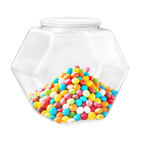 1Pack Plastic Candy Jars with Lids,TGY 73Oz Clear Cookie Jars,Hexagon Candy Containers for Candy Buffet, Snacks, Food, Coffee Pod,Dog Treats,Washing Powder,Kitchen Storage