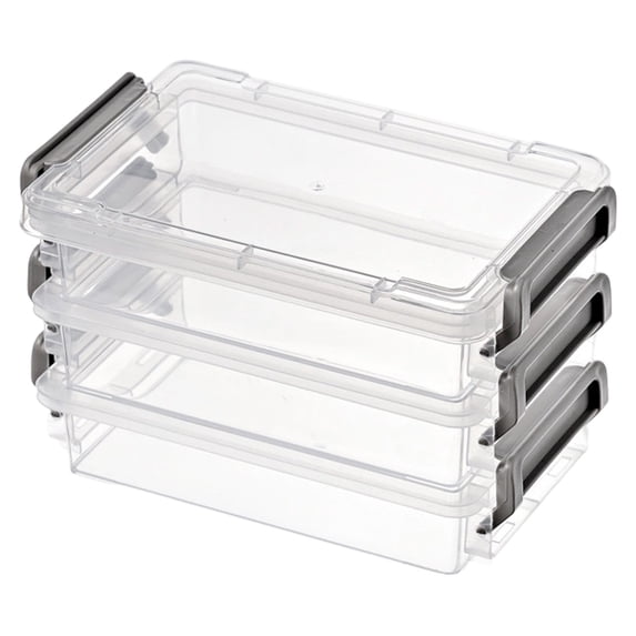 1Pack Plastic Organizer Storage Box,Multi-Purpose Plastic File Box with Latching Lids, Containers for A4,6.29''x3.93'' Storage Case for Letter,Scrapbook,Document,Magazine,Art Supplies(Grey 16x10cm)