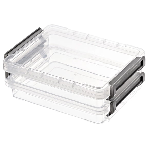 1Pack Plastic Organizer Storage Box,Multi-Purpose Plastic File Box with Latching Lids, Containers for A4,6.29''x3.93'' Storage Case for Letter,Scrapbook,Document,Magazine,Art Supplies(Grey 19x14.5cm)