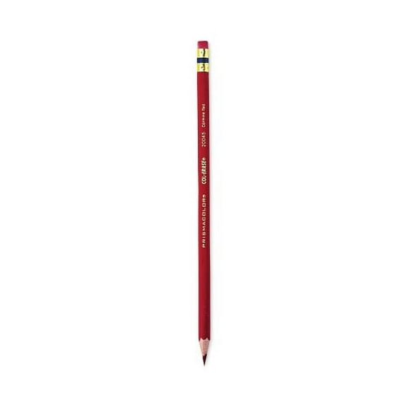 1Pack Prismacolor Col-Erase Pencil with Eraser, 0.7 mm, 2B (#1), Carmine Red Lead, Carmine Red Barrel, Dozen (20045)