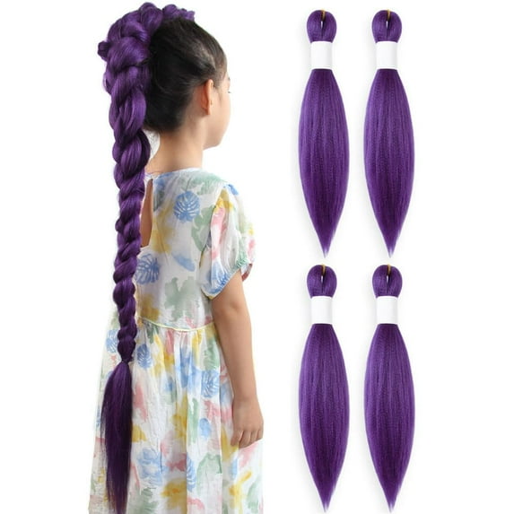 1Pack, Purple Hair Extensions for Braids, Long Purple Braiding Hair Pre Stretched Synthetic Braiding hair Extensions for Braids,purple Hair Extensions for Stage Party Halloween Costume 26 Inch