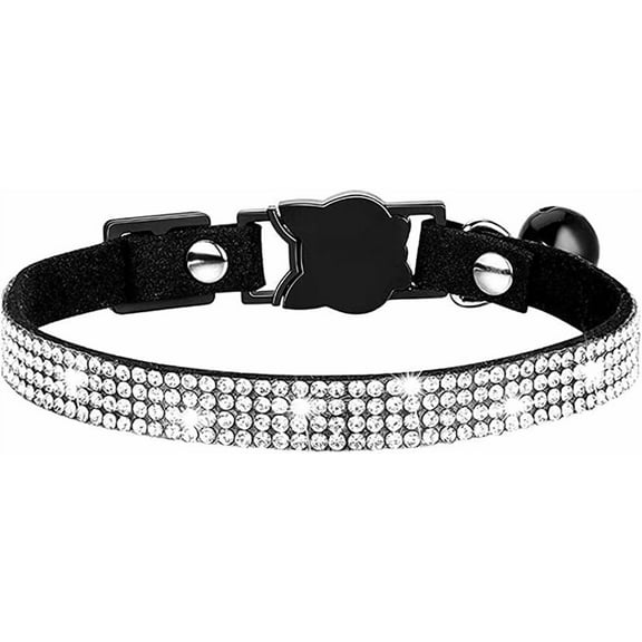 1Pack Rhinestones Dog Cat Collars with Bell Bling Pet Puppy Collars with Soft Velvet Crystal Collars Girl Jeweled Necklace