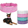 thumbnail image 1 of 1Pack Rhinestones Dog Collars-2" Wide Crystal Diamonds Studded PU Leather 5 Rows Sparkly Crystal Studded Collar for Medium and Large Dog, 1 of 6