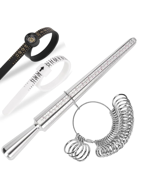 1Pack Ring Sizer Measuring Tool Kit Ring Sizing Kit with Ring Size 0-13 Metal Ring Mandrel Measurer Finger Size 1-17 Ring Sizers Stick for Men Women Ring Measurement