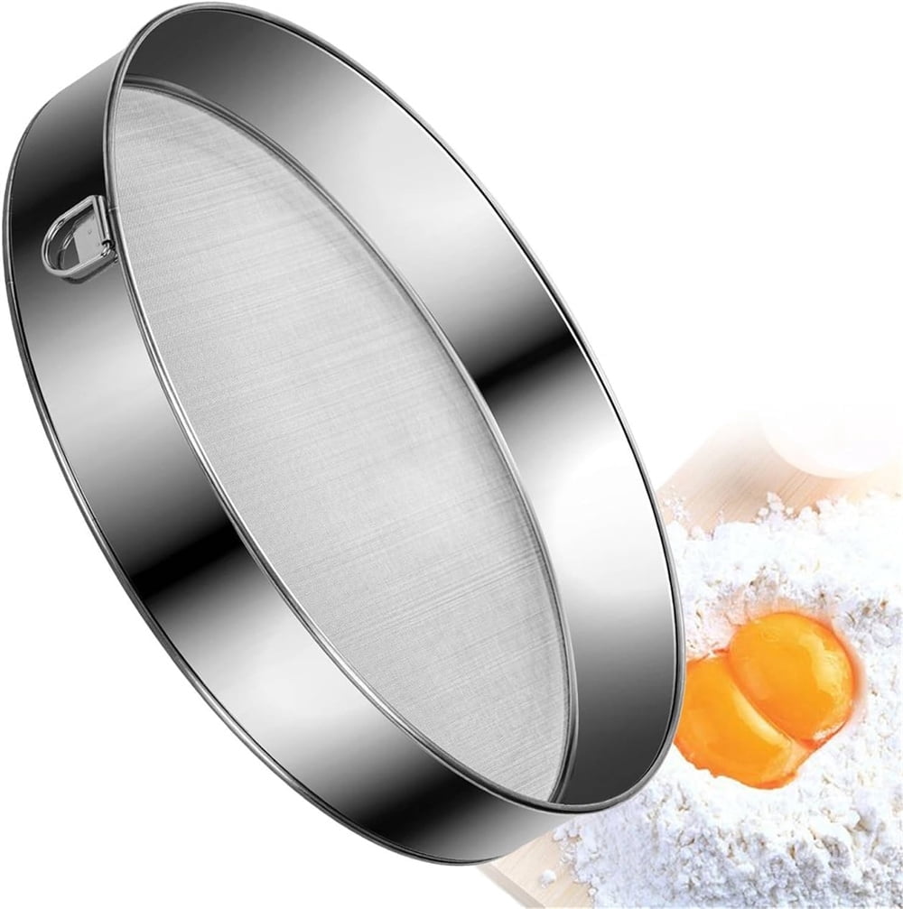 1Pack Round Flour Sieve,11.8Inch 60 Mesh Stainless Steel Flour Sifter ...
